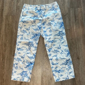 Express Stretch Nature Print Cropped Pants Garden Scene Size 5/6